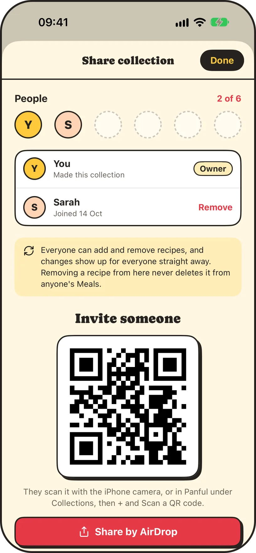 The QR code for joining a Panful collection